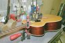 Guild Neck Reset - Now that the neck fits it is glued and clamped to the body.